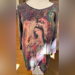 Beautiful Indian Artistic Print Women's Blouse- Size medium
